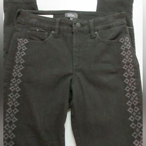 NYDJ Ami skinny leggings black w/grn stitch sz 6